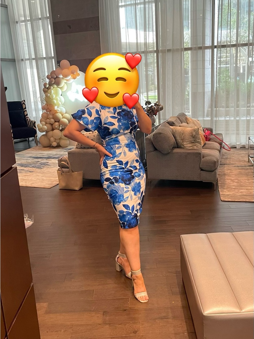 Eliza J Floral Puff-Sleeve Scuba Crepe Sheath Dress Size 6